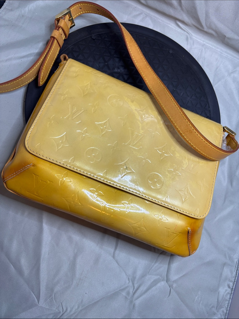 Yellow Monogram Patent Leather Shoulder Bag Louis Vuitton